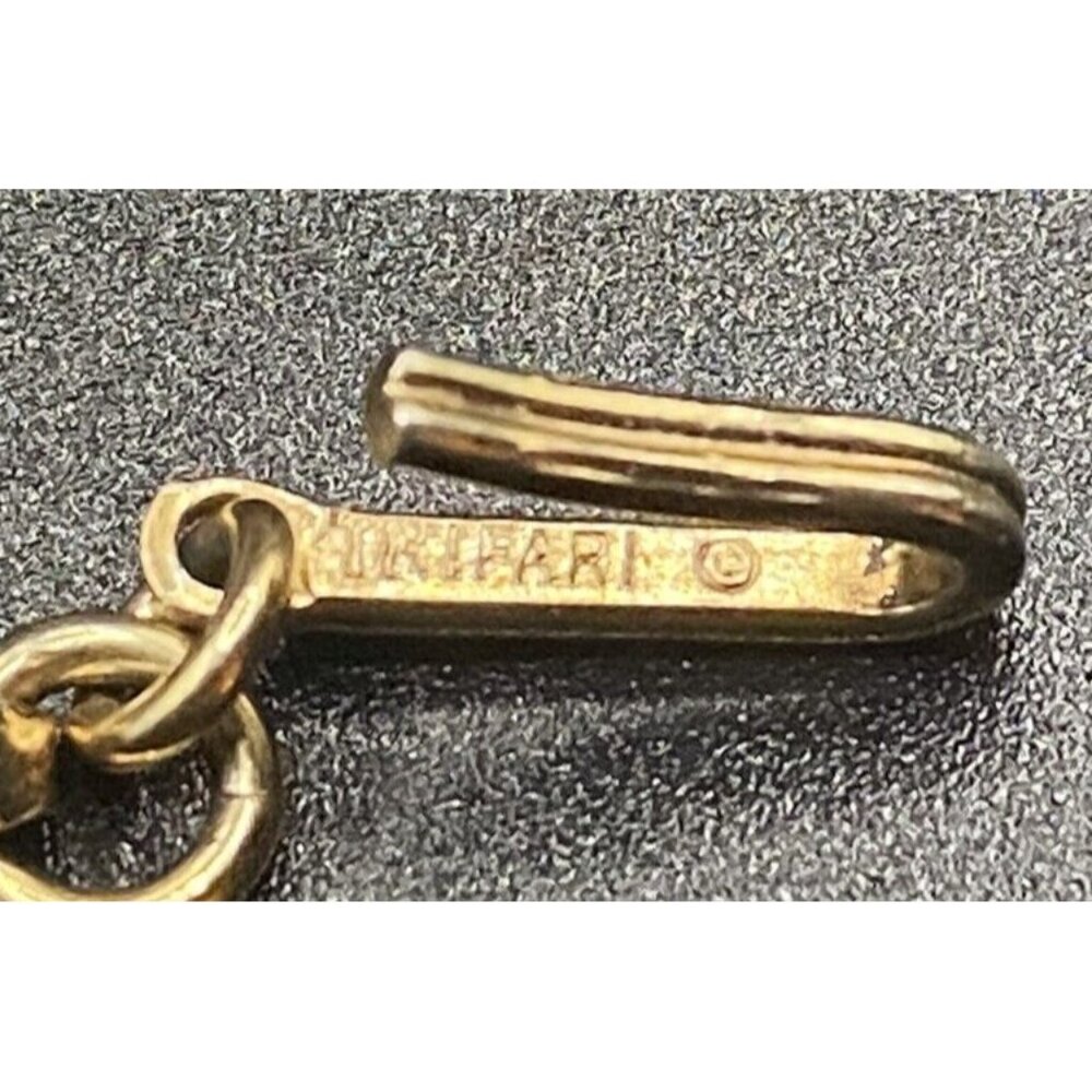 Vtg Signed Trifari Necklace Choker Faux Pearl Clear Rhinestone Gold Tone  13.5" - Picture 6 of 6